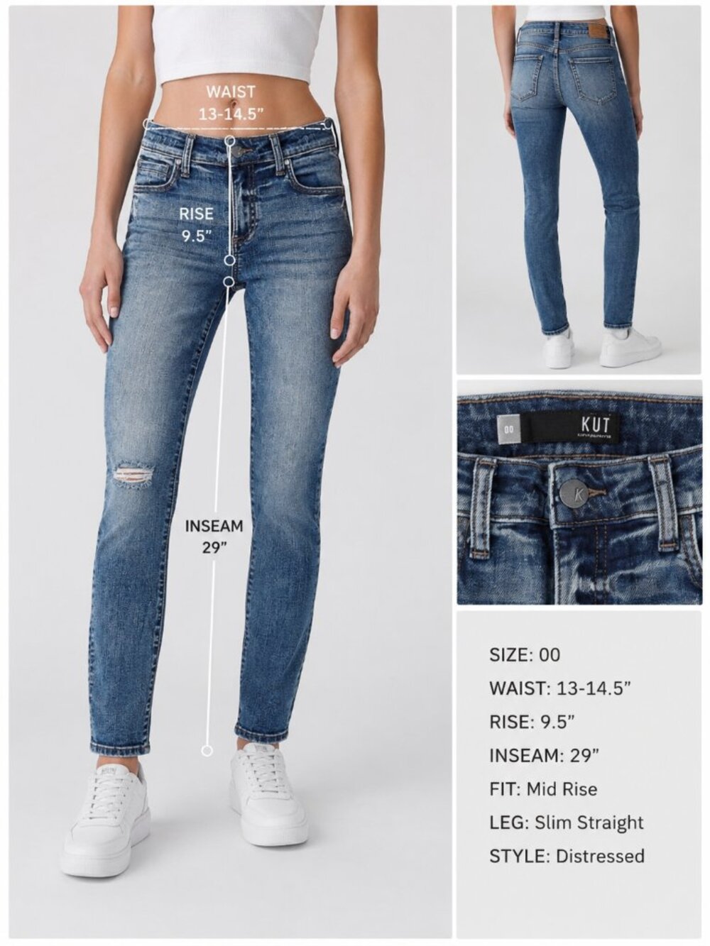 Kut From The Kloth Catherine Boyfriend Distressed Skinny Jeans - Picture 2 of 10